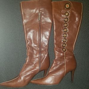 Retro Style Knee High Leather Boots